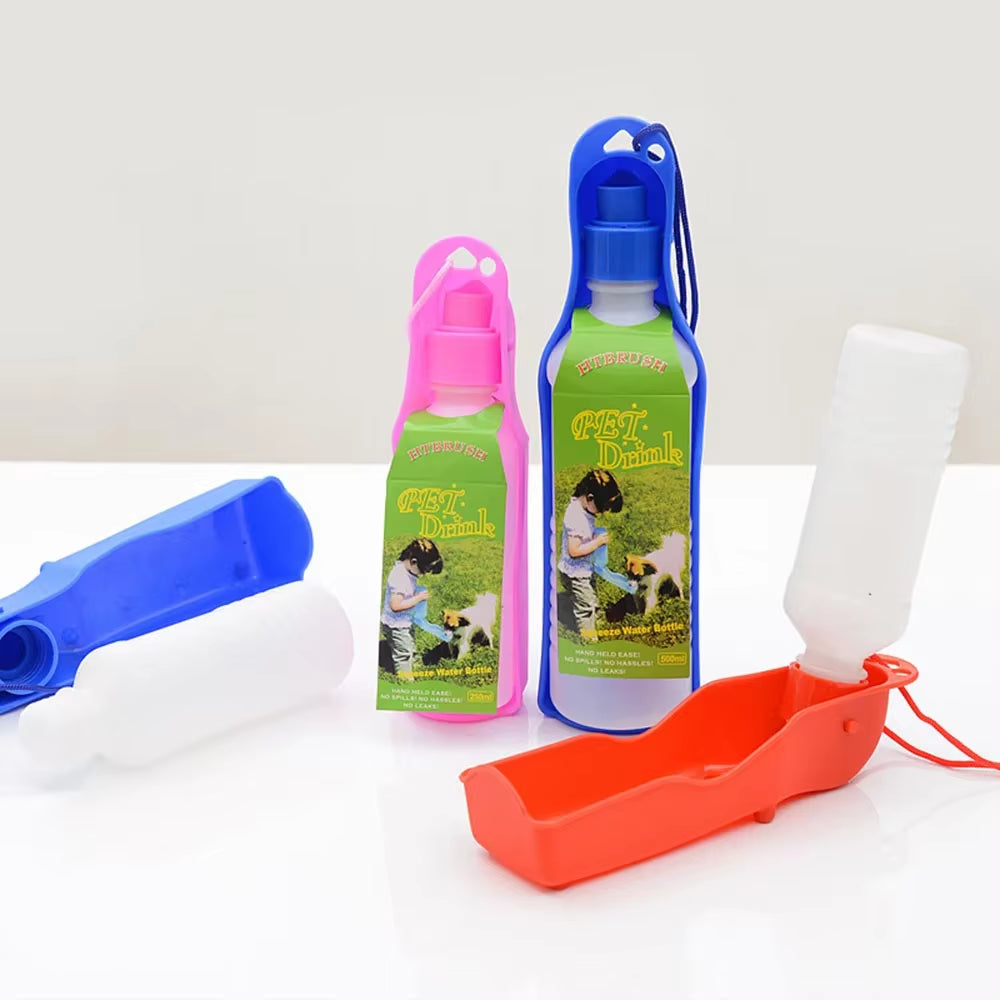 Pet Dog Water Bottle 250Ml 500Ml Plastic Portable Folding Drinker for Pets Outdoor Travel Drinking Water Feeder Bowl Cat Drinker